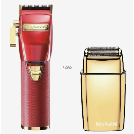 BaByliss Pro Tondeuse RedFx + Babyliss Pro FoilFX02 Shaver Gold Duo-Pack